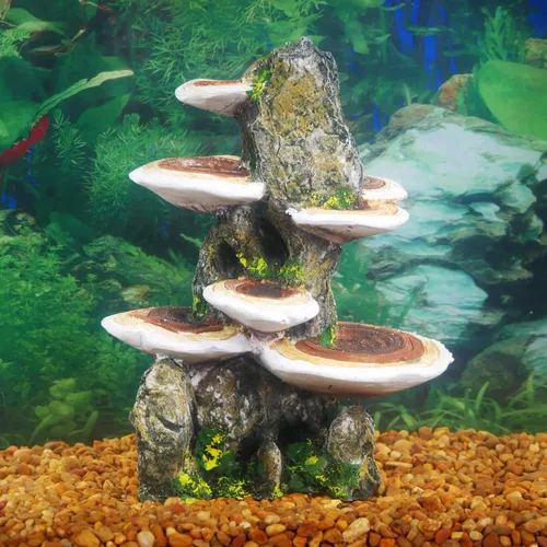 Miniatura 4 de Penn-Plax Deco-Réplicas - Tronco de árbol con estante para decoración de acuario de hongos, seguro para peceras de agua dulce y salada