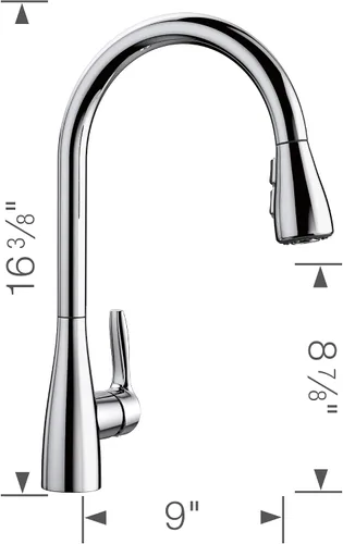 Miniatura 2 de BLANCO, Cromo pulido 442207 ATURA - Grifo de cocina de doble pulverización, 1.5 GPM