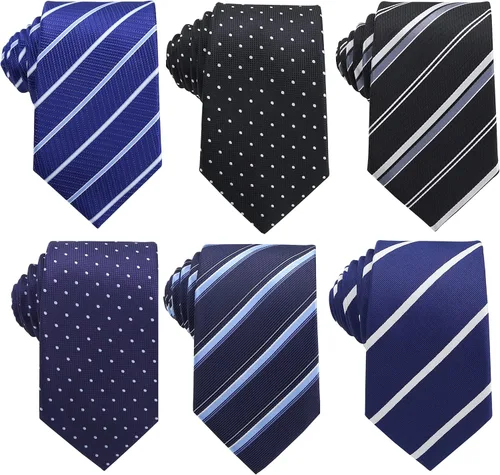 Miniatura 55 de WeiShang Lote de 6 corbatas clásicas de seda para hombre, corbatas tejidas jacquard
