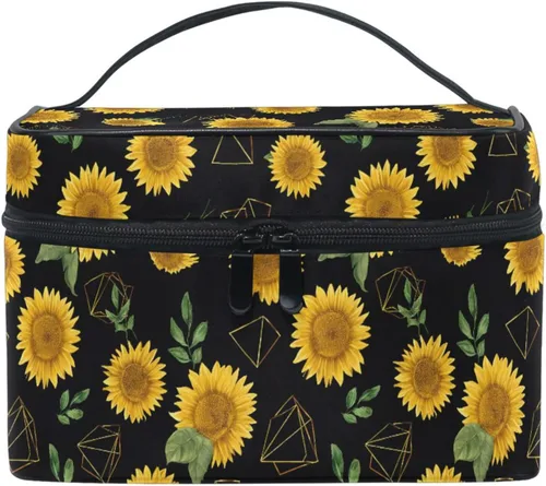 Miniatura 25 de Bolsa de Maquillaje, Estuche de Maquillaje Organizador de Viaje con Diseño de Calavera y Flores, Estuche de Cosméticos, Bolsas de Aseo para Niñas
