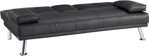 Miniatura 8 de Naomi Home Sofá cama tipo futón convertible compacto – Moderno sofá cama de piel sintética para espacios pequeños, apartamentos y dormitorios