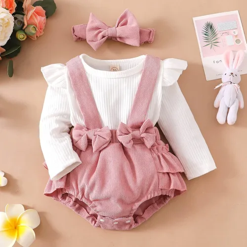 Miniatura 38 de Mameluco de encaje para bebé niña con volantes, manga larga, para recién nacido, otoño, invierno