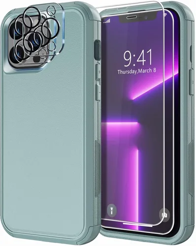 Miniatura 9 de Diverbox Funda diseñada para iPhone 13 Pro con protector de pantalla para lente de cámara, resistente a los golpes, resistente a los golpes