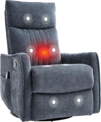 Miniatura 17 de PELUMY Silla Reclinable Mecedora Giratoria 360 para Adultos, Silla Mecedora de Guardería con Calor y Masaje, Silla Reclinable Deslizante para Beige