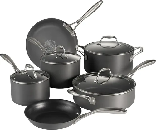 Miniatura 11 de Tramontina OnyxPro - Juego de 8 utensilios de cocina anodizados duros antiadherentes con tapas de vidrio, ollas y sartenes, apto para horno