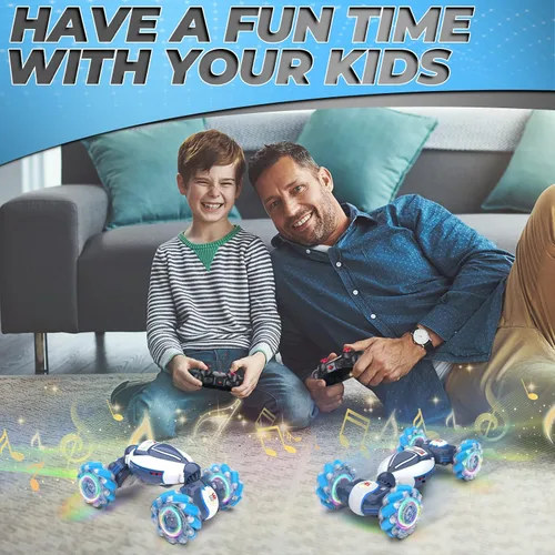 Miniatura 9 de Coche RC de Acrobacias con Detección de Gestos - Juguetes para Niños de 6 a 12 años, Coche RC Gira 360° 4WD Controlado a Mano con Luz y Música