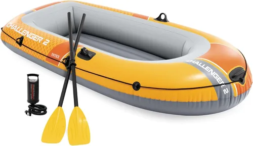 Miniatura 7 de Set de Bote Hinchable Intex Challenger 2: Incluye Remos Deluxe de 48 Pulgadas y Bomba de Alta Potencia Amarillo