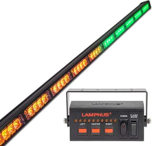 Miniatura 25 de LAMPHUS SolarBlast SBLS104 barra de luces LED de alerta de emergencia e indicación de tránsito, 47 pulgadas, 40 W - ÁMBAR AZUL, ámbar / blanco