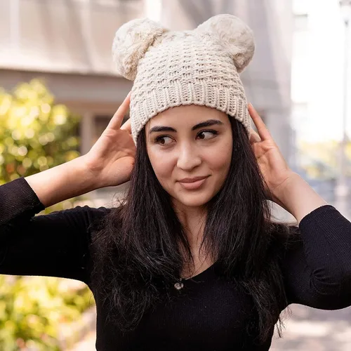 Miniatura 4 de Simplicity Gorro de punto trenzado para mujer, con pompón, para esquí, snowboard