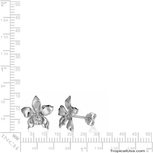 Miniatura 3 de Aretes de plata de ley con diseño de orquíde, Metal