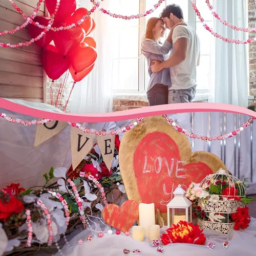 Miniatura 2 de 200 cuentas de madera de amor para el día de San Valentín, cuentas de madera rústicas naturales de granja, cuentas de madera pulidas, espaciador