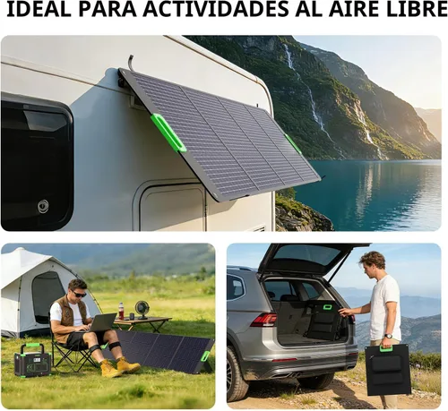 Miniatura 8 de GRECELL Panel solar portátil de 200W para central eléctrica, cargador solar plegable con 4 soportes, kit de panel solar impermeable IP65 con salida