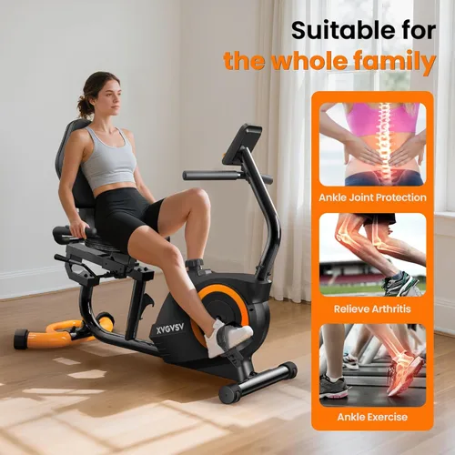 Miniatura 8 de Recumbent Exercise Bike for Home Use, Quiet Recumbent Stationary Bikes for Adults & Seniors, 16-Level Resistance, Adjustable Seat, Supports 400LB
