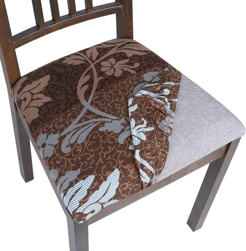Miniatura 32 de SearchI Fundas de Asiento para Sillas de Comedor Elásticas con Estampado Juego de 6 Fundas de Asiento de Silla, Protector de Cojín de Silla Tapizada