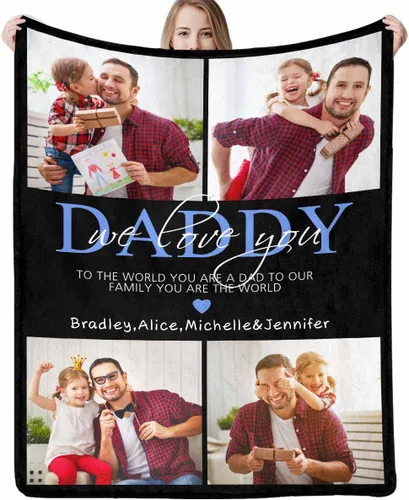 Manta personalizada para papá abuelo, regalo de manta personalizada para el día del padre, manta personalizada con foto para papá, regalo para el