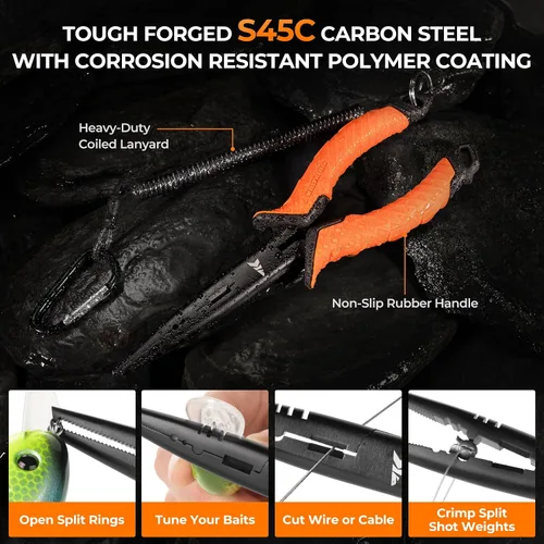 Miniatura 3 de KastKing SteelStream - Juego de herramientas de pesca de 6 piezas, alicates de pesca resistentes a la corrosión con cordón, cuchillo de filete