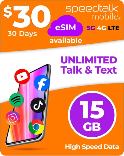 Miniatura 10 de SpeedTalk Mobile Kit de tarjeta SIM - Datos, llamadas y mensajes de texto ilimitados, 7 GB de velocidad completa 5G 4G LTE - Servicio de plan