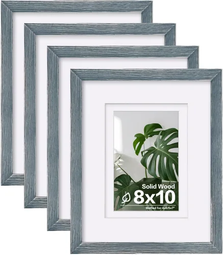 Miniatura 55 de Egofine - Juego de 4 portarretratos 8 x 10 pulgadas de madera maciza y cubierta de plexiglás de 4 x 6/5 x 7 pulgadas con paspartú u 8 x 10 pulgadas