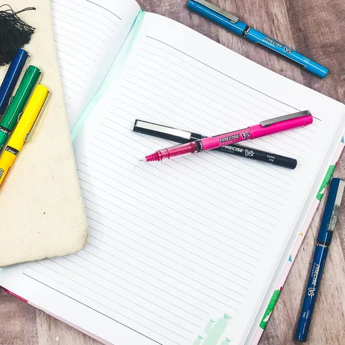 Miniatura 7 de Bolígrafos Pilot Precise V5 con tapa de tinta líquida, bolígrafos de punta extrafina 0.5 mm, bolígrafos de colores, colores surtidos, paquete de 7