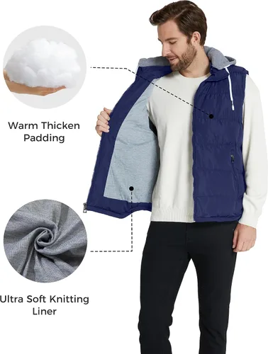 Miniatura 3 de ZSHOW - Chaleco de invierno con capucha extraíble y acolchado para hombre