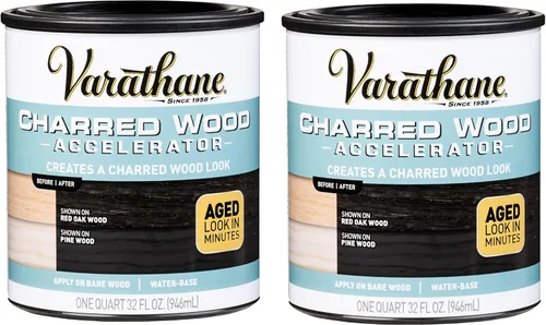 Varathane 347105-2PK Acelerador de madera carbonizada, cuarto de galón, negro, paquete de 2 Negro carbonizado