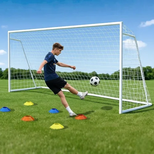 NAIZEA Soccer Goals - 24x8/21x7/18x7/12x6/16x7/10x6/8x6/6x4FT Soccer Goals for Backyard Training- Portable Metal Soccer Net for Youth & Adults -