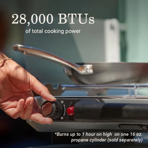 Miniatura 3 de Coleman Cascade 328 - Estufa de campamento de 3 quemadores, superficie de cocción portátil con 28,000 BTU, encendido sin fósforos y protectores