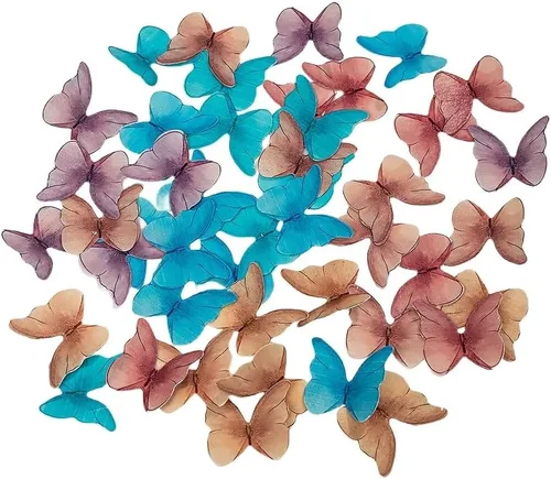 Miniatura 2 de Mariposas comestibles para decoración de pasteles, decoración comestible de arco iris para pasteles y cupcakes, mariposas de papel de oblea