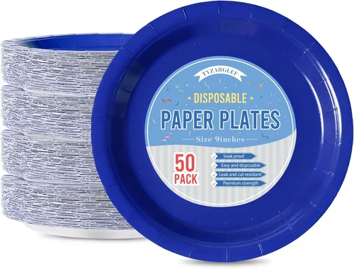 Miniatura 11 de Platos de Papel Desechables Negros, 50 Unidades Platos de Postre para Pastel de 7 Pulgadas a Granel para Suministros de Fiesta, Platos de Fiesta