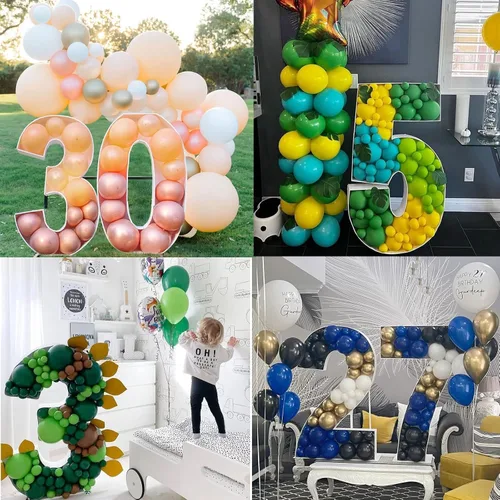 Miniatura 6 de JoyBox Design Marco de Globos en Mosaico Números 9 Tablero de Espuma Grande Precortado Letrero Troquelado para Telón de Fondo de Cumpleaños de Niño