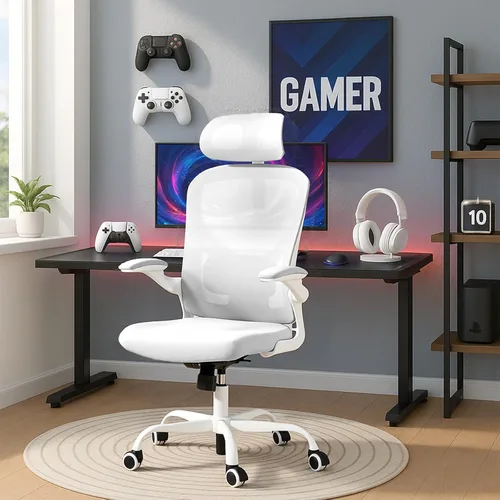 NicBex Silla ergonómica para juegos de oficina con soporte lumbar ajustable, silla de computadora de malla transpirable para mujeres y hombres,