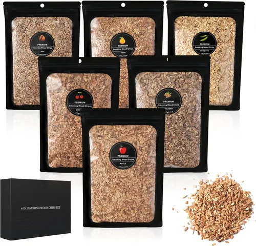 Miniatura 7 de Chips de madera para ahumar con sabores de nogal americano (hickory), chips de ahumador de cóctel para whisky, pistola de ahumar, 5.29 oz/bolsa