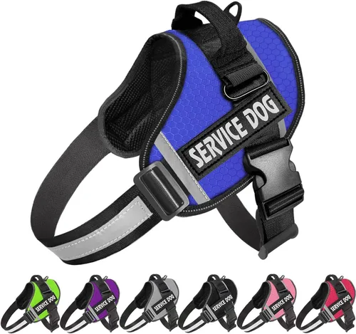 Miniatura 12 de JSXD - Arnés para perro, sin tirones, con asa ajustable, para exteriores, chaleco de nailon reflectante 3M, fácil control del perro, para perros