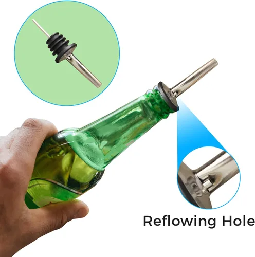 Miniatura 6 de Boquillas dispensadoras de botellas de licor, vertidos de velocidad clásica para alcohol, aceite de oliva y jarabe de hielo de afeitado, acero