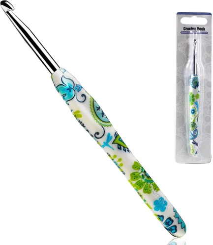 Miniatura 21 de 2.25mm Gancho de Ganchillo Looen, Mango Ergonómico para Manos Artríticas, Agujas de Tejer de Goma Suave Extra Largas para Principiantes de Crochet