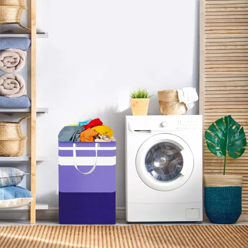 Miniatura 7 de Paquete de 2 cestas plegables para la ropa sucia, canastas grandes para la ropa sucia con asas, cestas de lavandería impermeables, cestas plegables