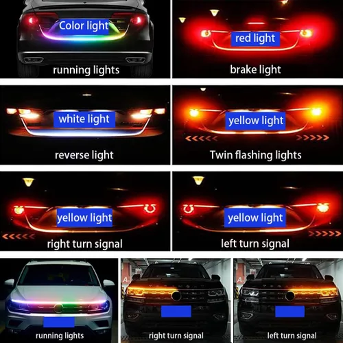 Miniatura 2 de Tira de luz LED para capó de automóvil, tira de luz diurna LED de 59 pulgadas, tira de luces LED flexibles para automóvil, luces de señal de giro