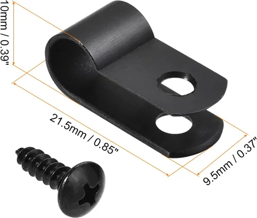 Miniatura 2 de Abrazadera de cable tipo R (con tornillos), [para alambre, cable, cuerda] - 0.331 in/negro/100 piezas