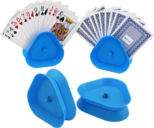 Miniatura 7 de Yuanhe Portatarjetas para jugar a las cartas, paquete de 4 cartas para adultos, niños, mayores, juego de cartas de canasta, ideal para fiestas