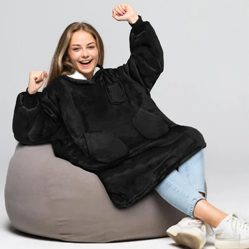 Miniatura 6 de PAVILIA Manta de vestir para niños y niñas, cálida y acogedora sudadera con capucha gigante con dos bolsillos, forro polar Sherpa con capucha