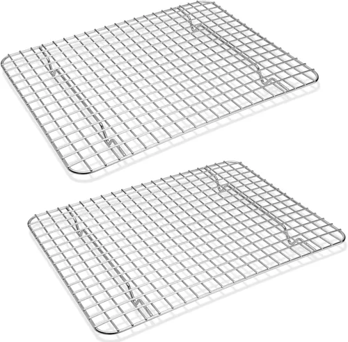 Miniatura 9 de P&P CHEF Juego de 2 estantes de cocina de enfriamiento de 8.75 pulgadas, rejilla de acero inoxidable para asar, secar a la parrilla, apto para horno