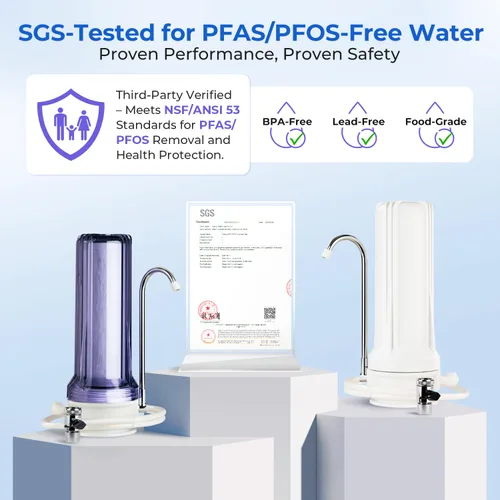 Miniatura 5 de iSpring CKC1C-PF - Filtro de agua para encimera de 2.5 x 10 pulgadas, filtro probado por SGS, reduce PFAS, cloro y olores, fácil instalación, se