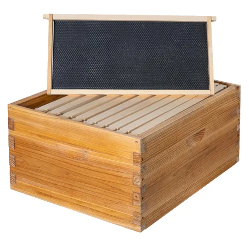 Miniatura 8 de Honey Lake Caja mediana de 10 marcos para colmena de abejas, caja de abeja súper miel Langstroth sumergida en cera de abeja, incluye marcos