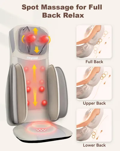 Miniatura 5 de Heycool Shiatsu Masajeador de cuello y espalda con calor, almohadilla de masaje mejorada 2025 con ajuste de altura, compresión, vibración