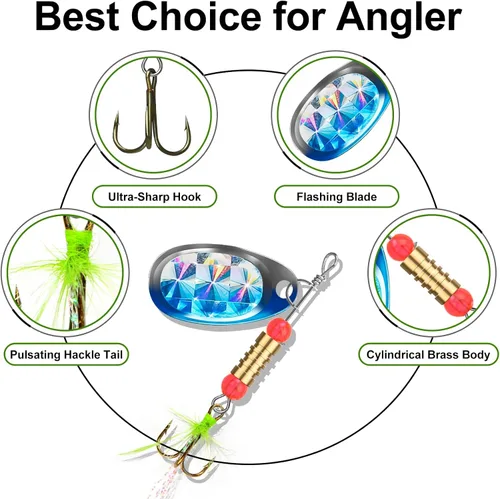 Miniatura 4 de TRUSCEND Cebos Giratorios de Pesca Swim o Jig para Agua Dulce y Salada, Señuelos de Pesca Rooster Tail para Trucha Lubina Lucioperca Crappie Salmón