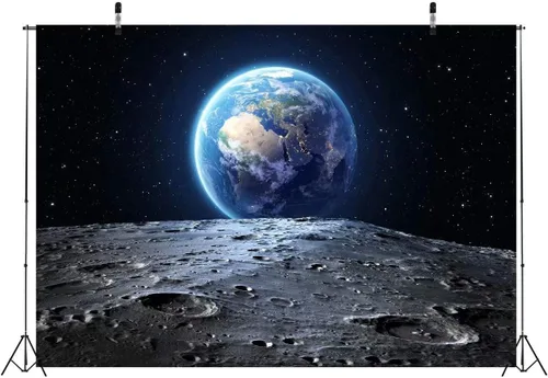 Miniatura 3 de BELECO Telón de fondo de tela de 7 x 5 pies para el espacio exterior, fondo del universo, superficie de la luna y la Tierra amueblado por la NASA