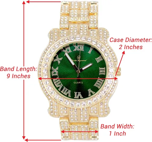 Miniatura 88 de Charles Raymond Bling-ed Out Ultimate Hip Hop Royalty Reloj para hombre con número romano de fácil lectura o indicadores de tiempo de diamantes