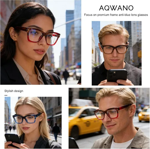 Miniatura 4 de AQWANO Oversized Design Reading Glasses Women/Men, Computer Blue Light Blocking Square Readers Paquete de 4