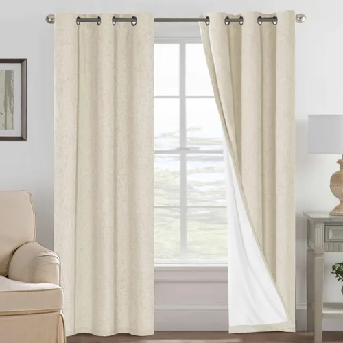 Miniatura 14 de H.VERSAILTEX Cortinas opacas de lino de 72 pulgadas de largo, 100% absolutamente opacas, con aislamiento térmico, con textura de lino, cortinas