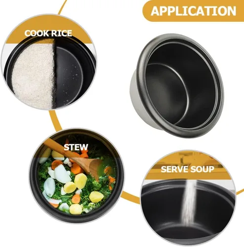 Miniatura 6 de Operitacx Olla de arrocera interior de 3 tazas/0.5L sin cocinar, olla de repuesto interior antiadherente compatible con olla arrocera de 1.5 L